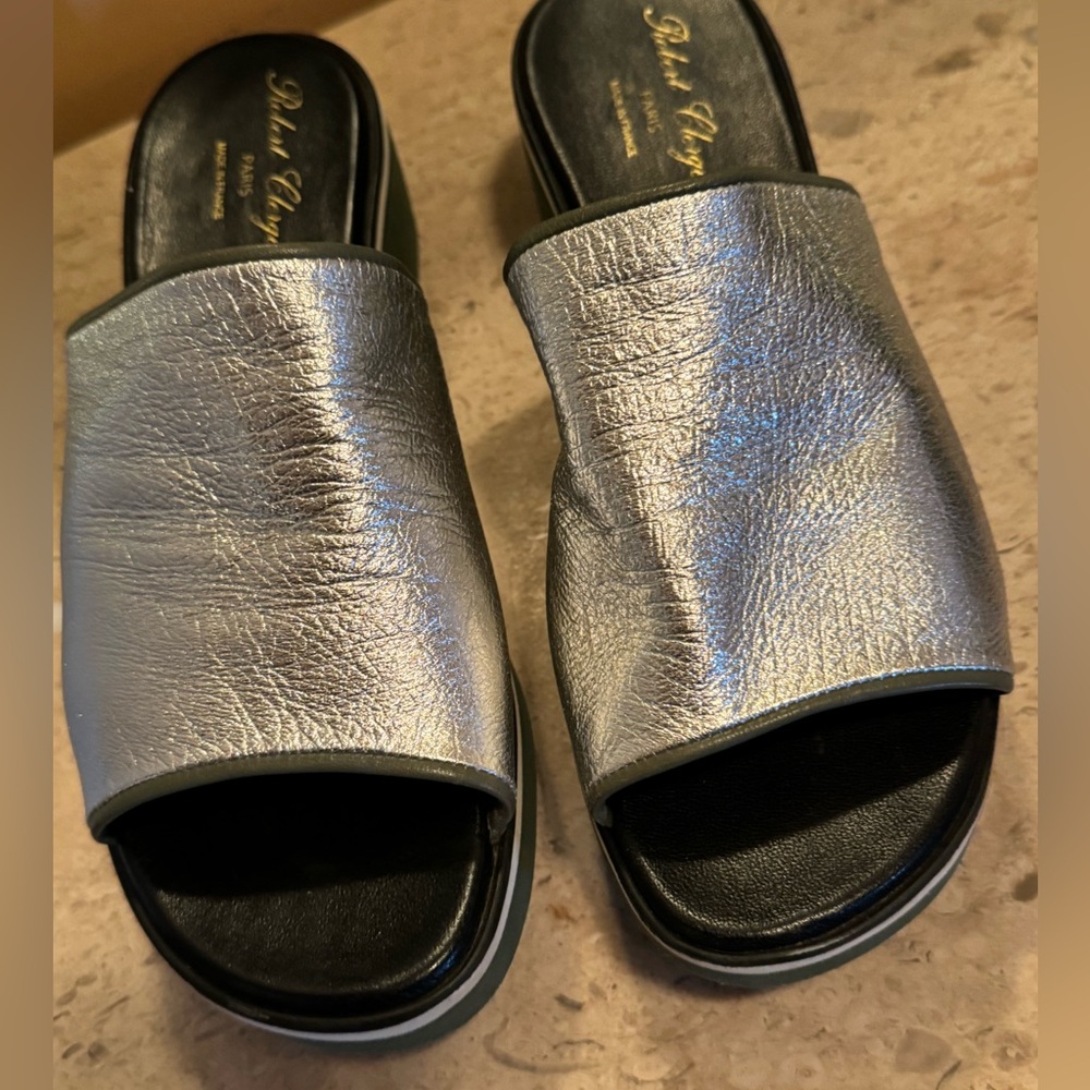 The best! Robert Clergerie silver sandal/mule made in France EUC size 10
